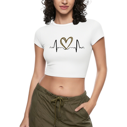 Leopard Heart Heartbeat Line Red Crop Tee ¨C Love Valentine Casual Top 14.