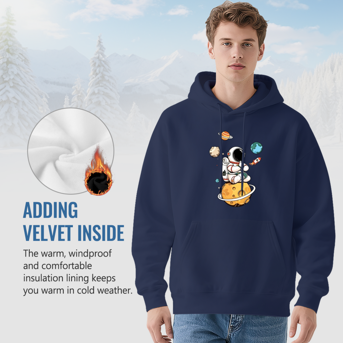 Cool Astronaut Outer Space Planet Adventure Hoodie
