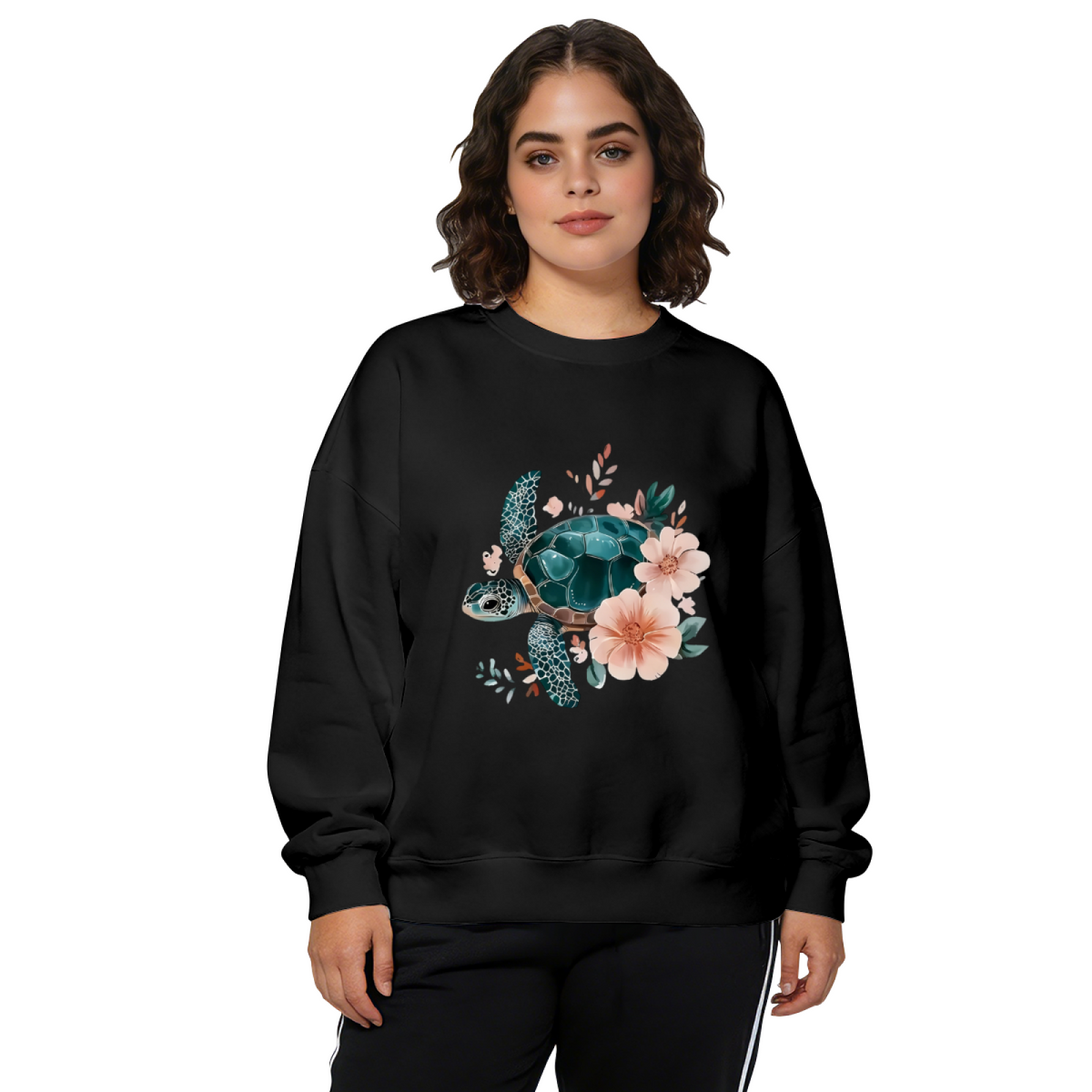 Floral Ocean Sea Turtle Art Print Crewneck Sweatshirt