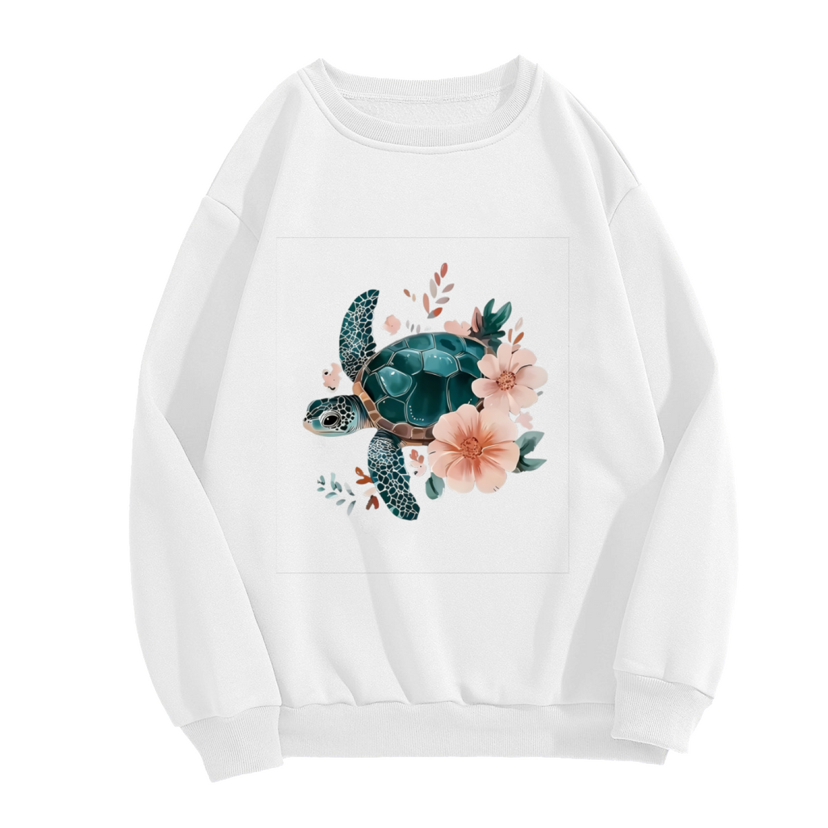 Floral Ocean Sea Turtle Art Print Crewneck Sweatshirt
