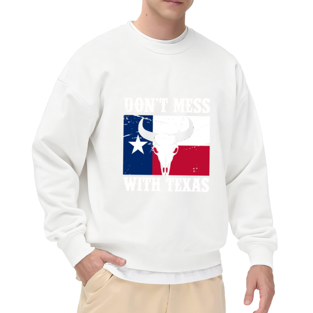Don¡¯t Mess With Texas Flag Longhorn Pride Crewneck Sweatshirt