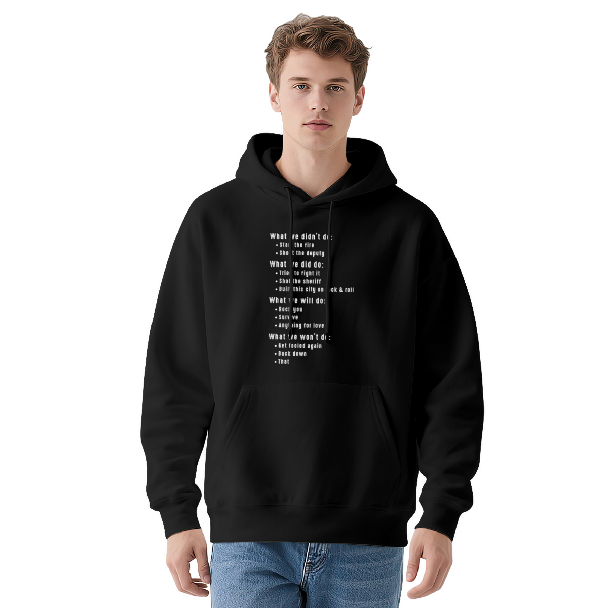 Retro Country Lyric Text Block Red Hoodie, Relaxed Comfort Music Fan Top