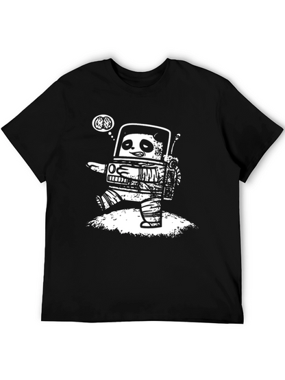 Robot Panda Brains Black Graphic Tee