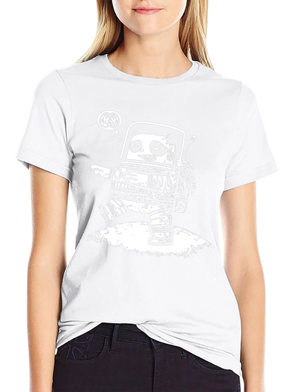 Robot Panda Brains Black Graphic Tee