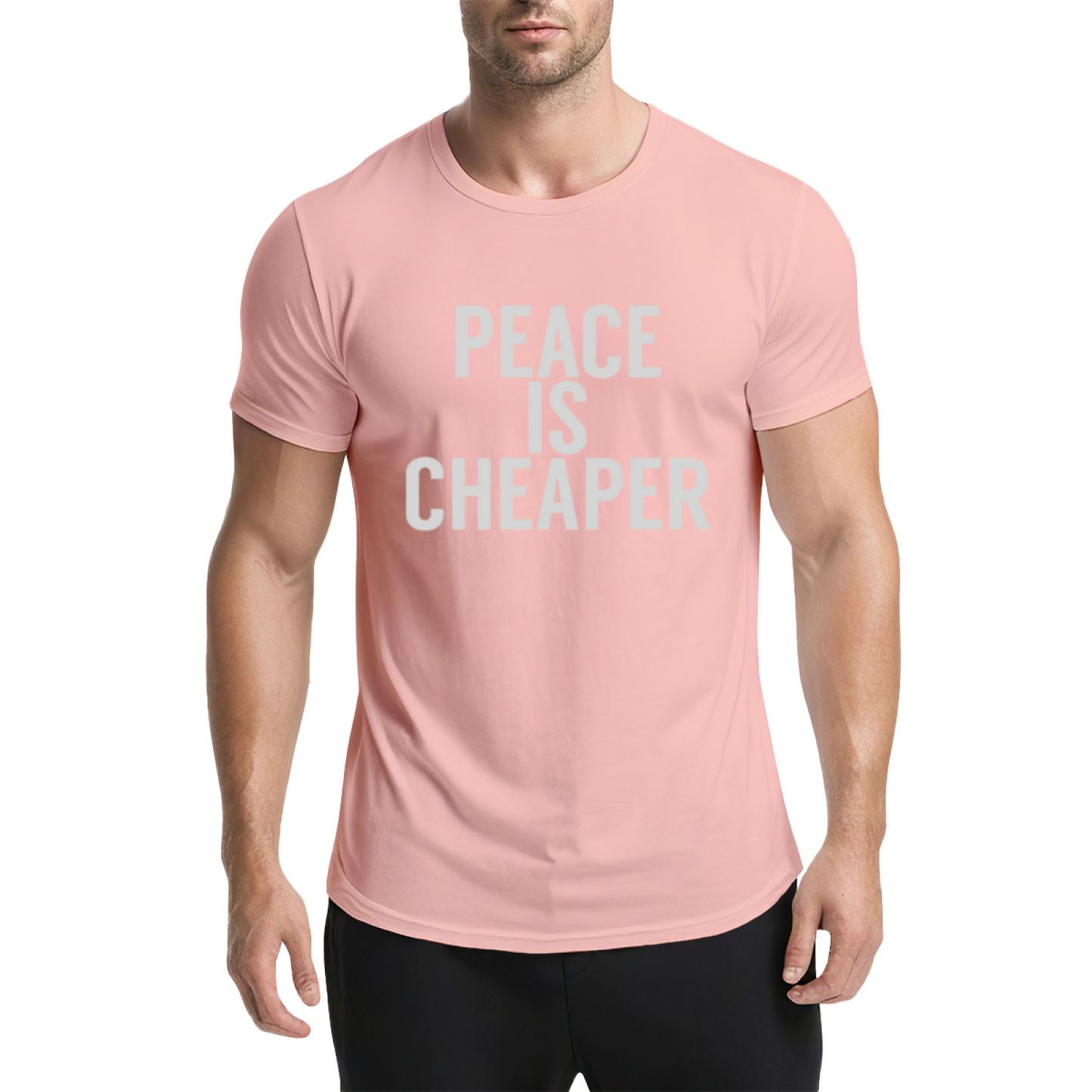 Peace Is Cheaper Anti-War Simple Text T-Shirt