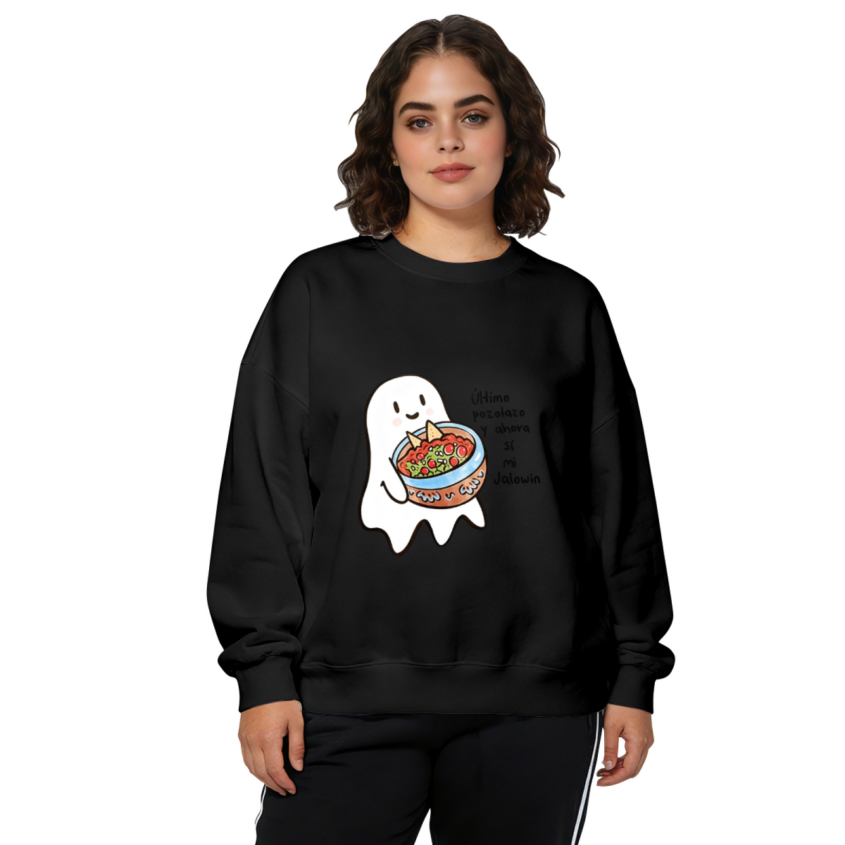 Funny Mexican Halloween Ghost Pozole Lover Crewneck Sweatshirt