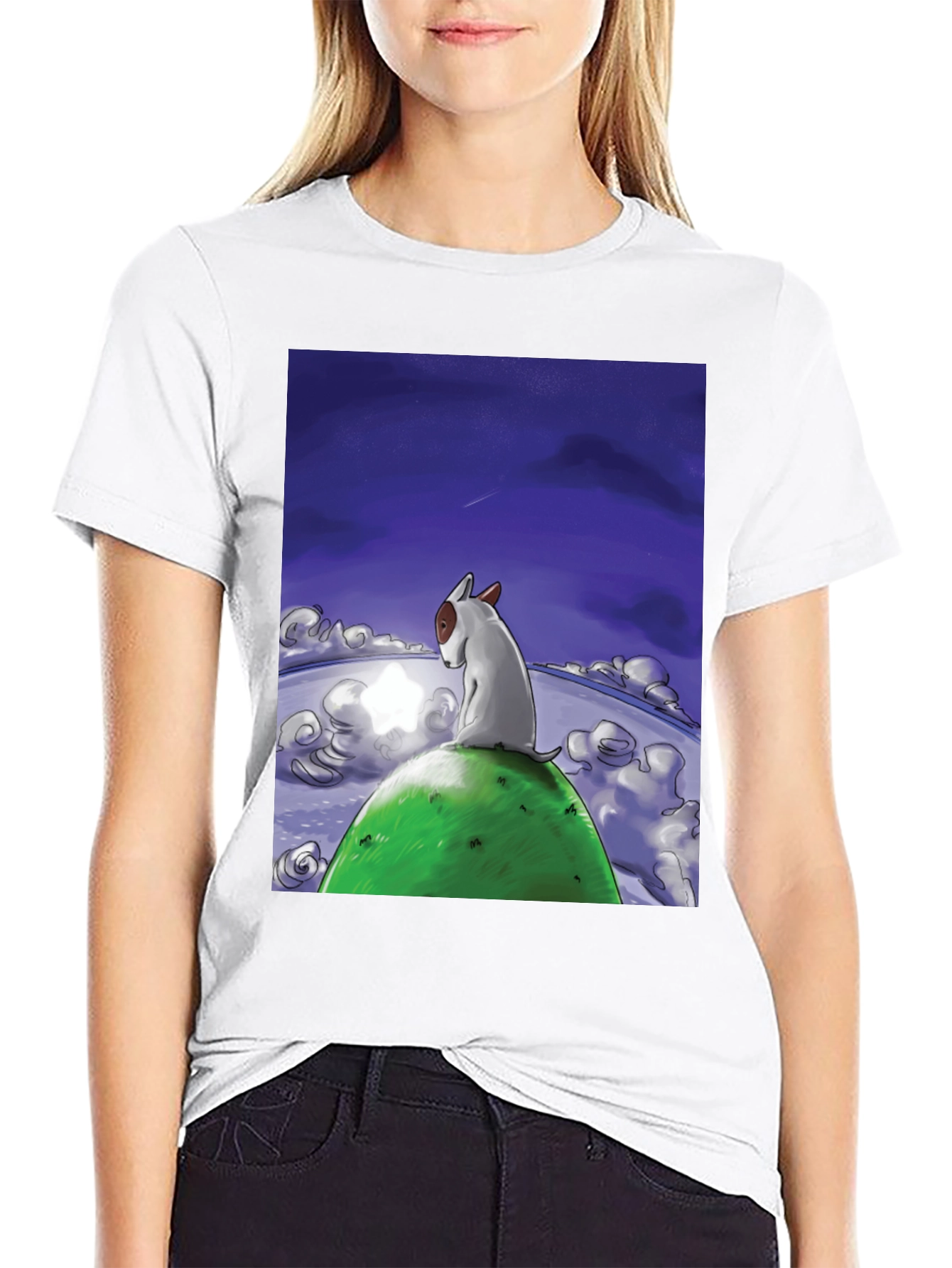 Dog Stargazing Tee - Bull Terrier Graphic Print