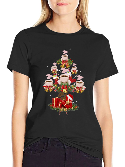 Coffee Christmas Tree Graphic T-Shirt
