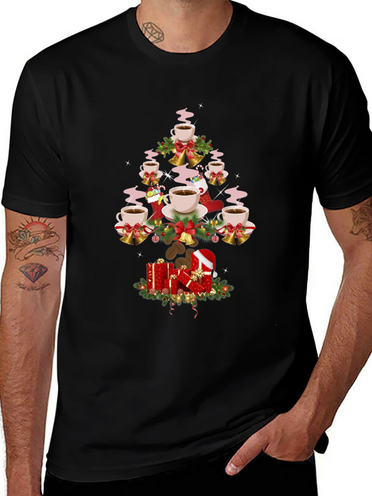 Coffee Christmas Tree Graphic T-Shirt