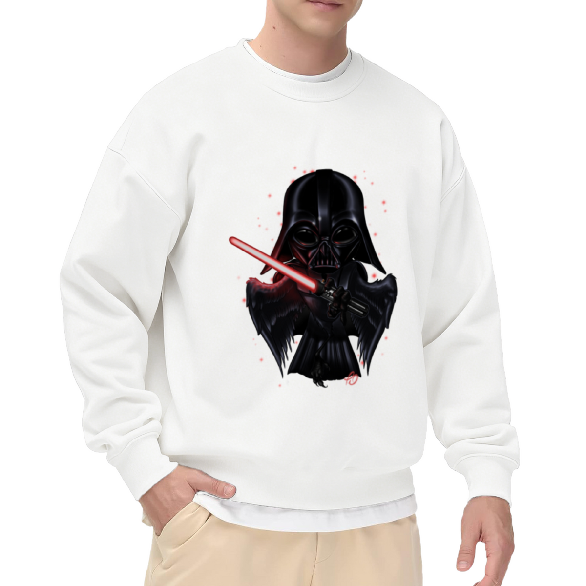 Darth Vader Crow With Red Lightsaber Cool Sci?Fi Crewneck Sweatshirt