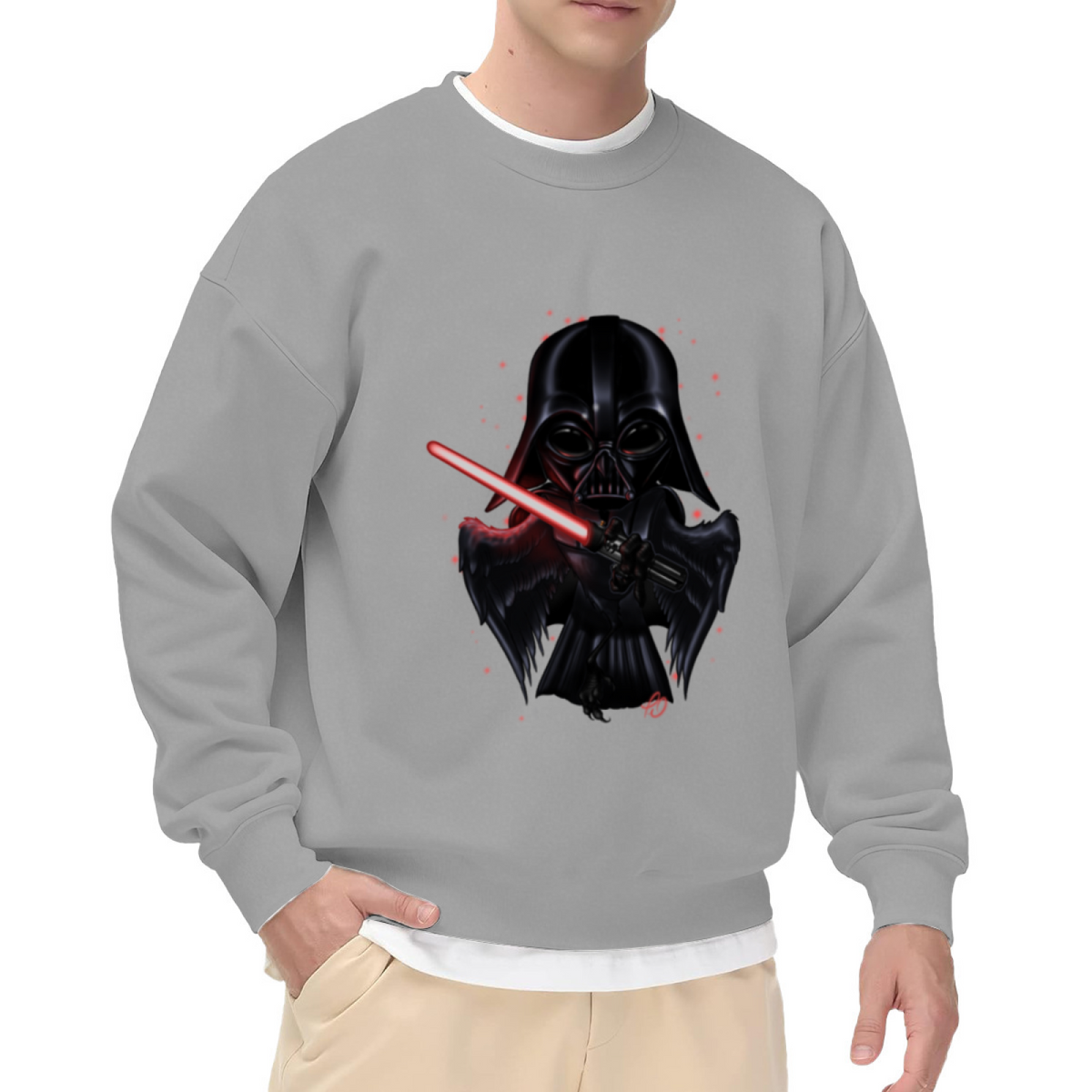 Darth Vader Crow With Red Lightsaber Cool Sci?Fi Crewneck Sweatshirt