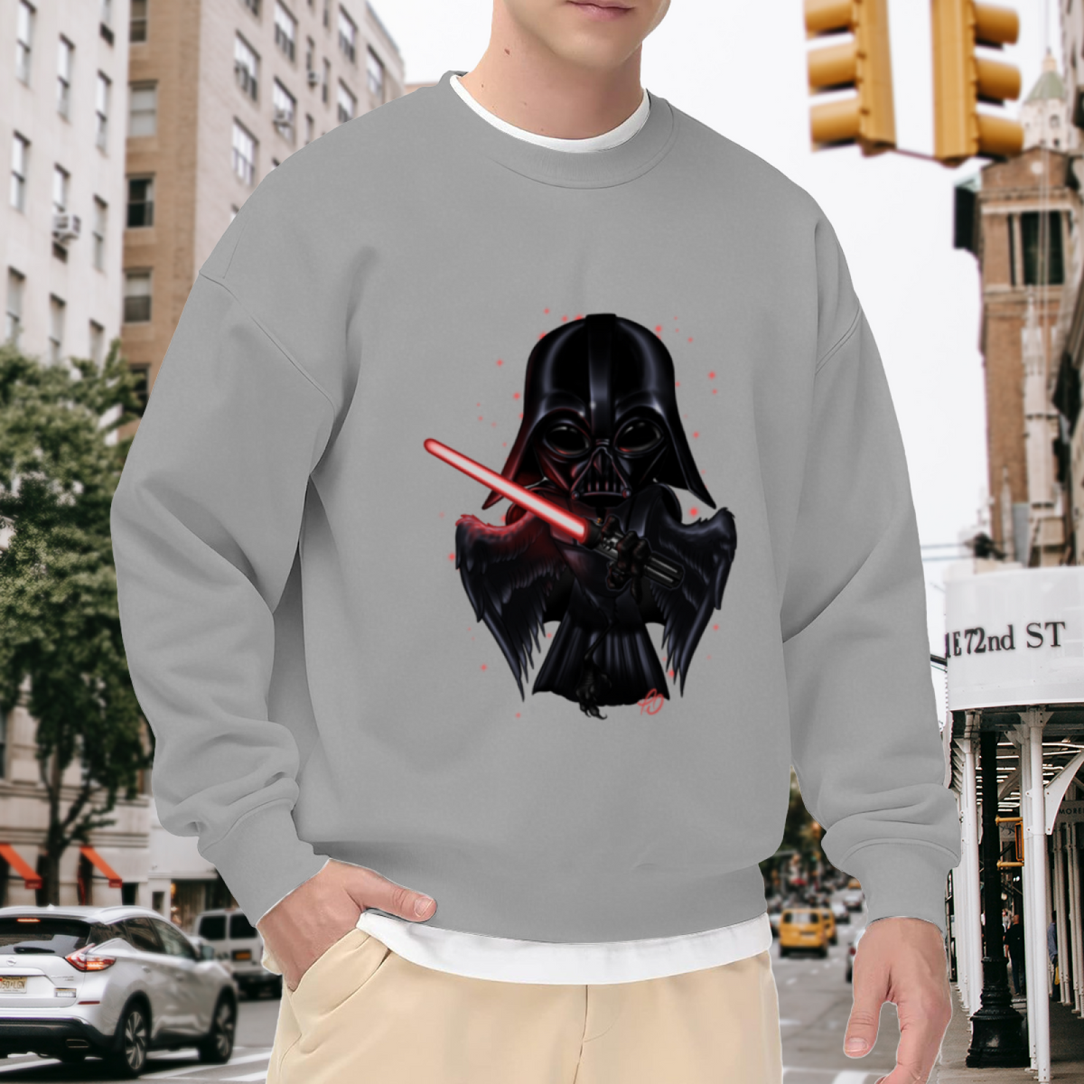 Darth Vader Crow With Red Lightsaber Cool Sci?Fi Crewneck Sweatshirt