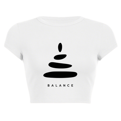 Balance Stacked Stone Minimalist White Zen Crop Top