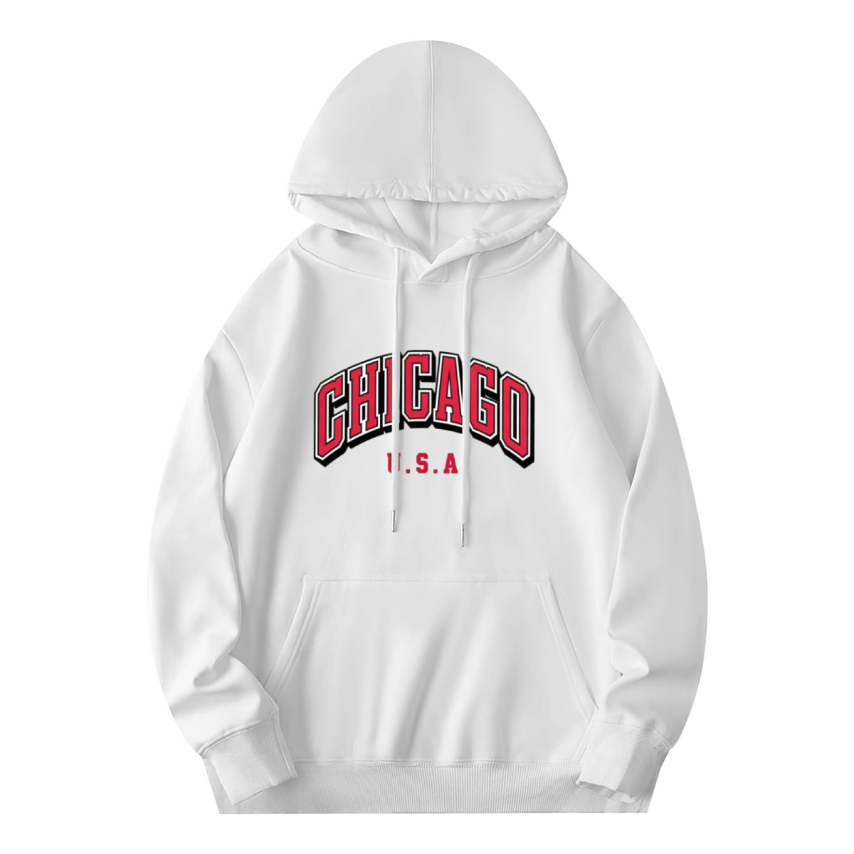 Retro Varsity Chicago USA Letter Pullover Hoodie