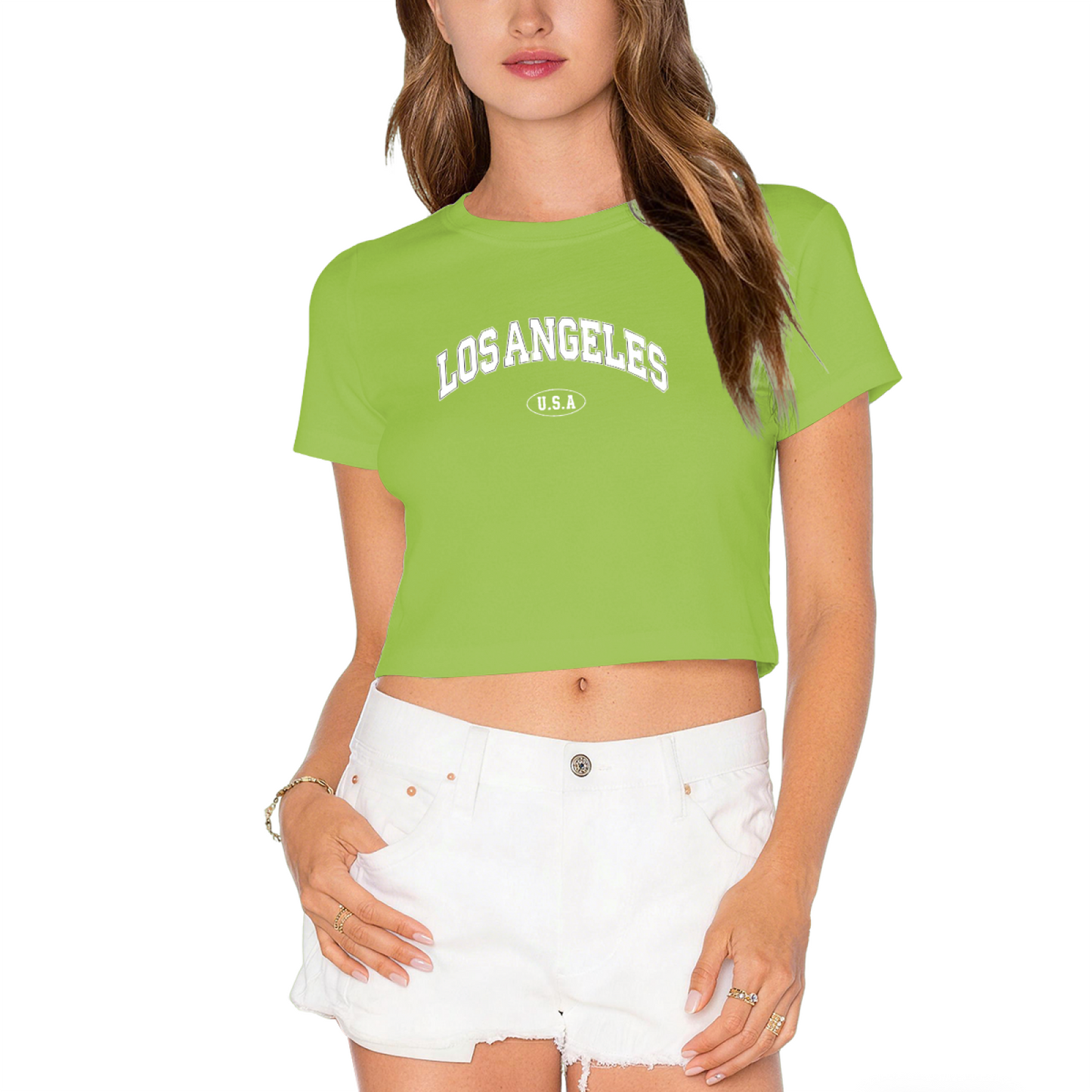 Los Angeles USA Classic Black Crop Top ¨C Retro American City Graphic Tee