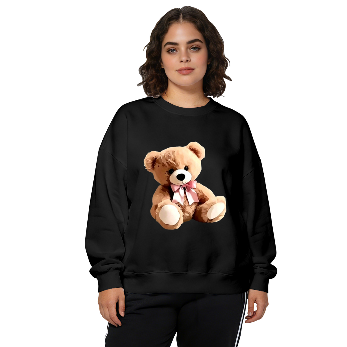 Cute Bow Teddy Bear Art Crewneck Sweatshirt