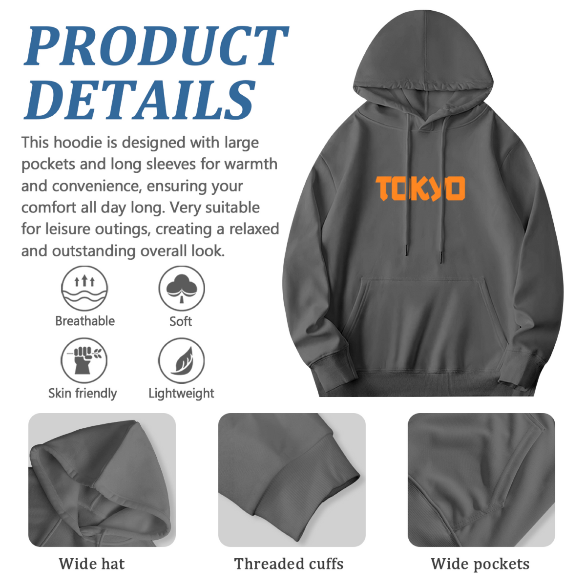 Bold Orange Tokyo Urban Street Font Hoodie