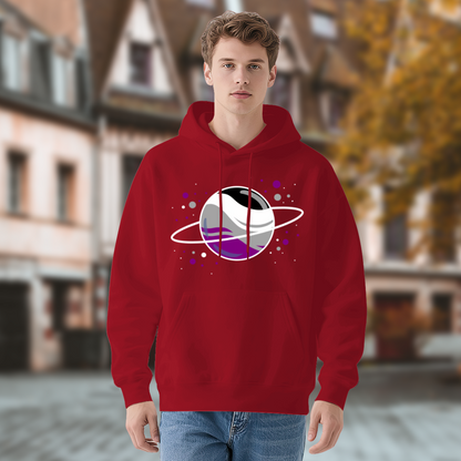 Stylish Asexual Ring Planet Red Hoodie, Pride Cozy Daily Sweatshirt