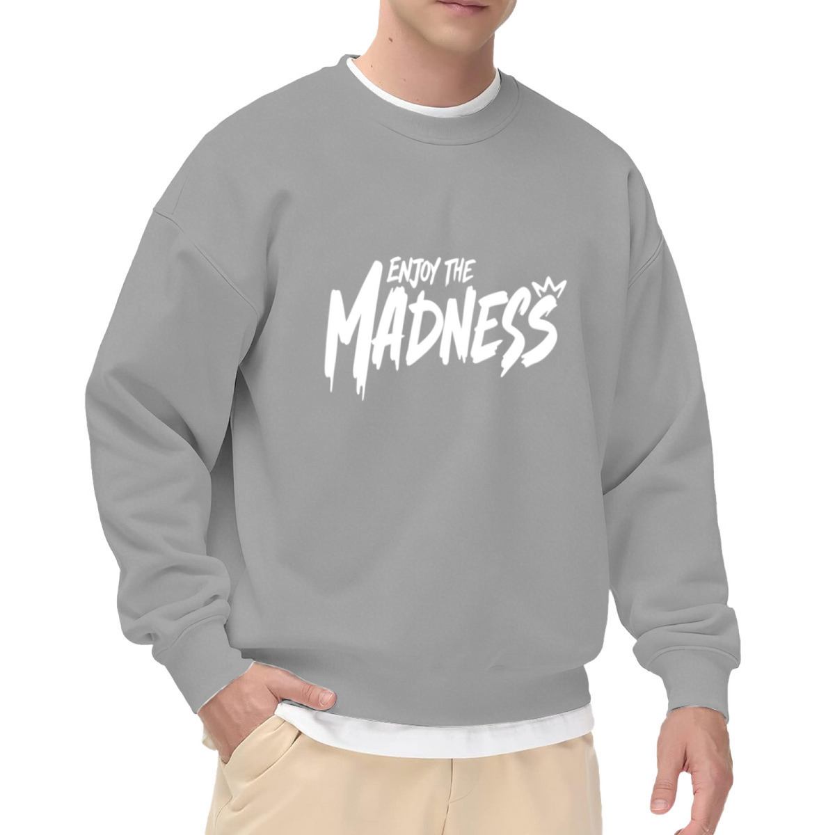 Edgy Enjoy The Madness Crown Graffiti Black Crewneck Sweatshirt