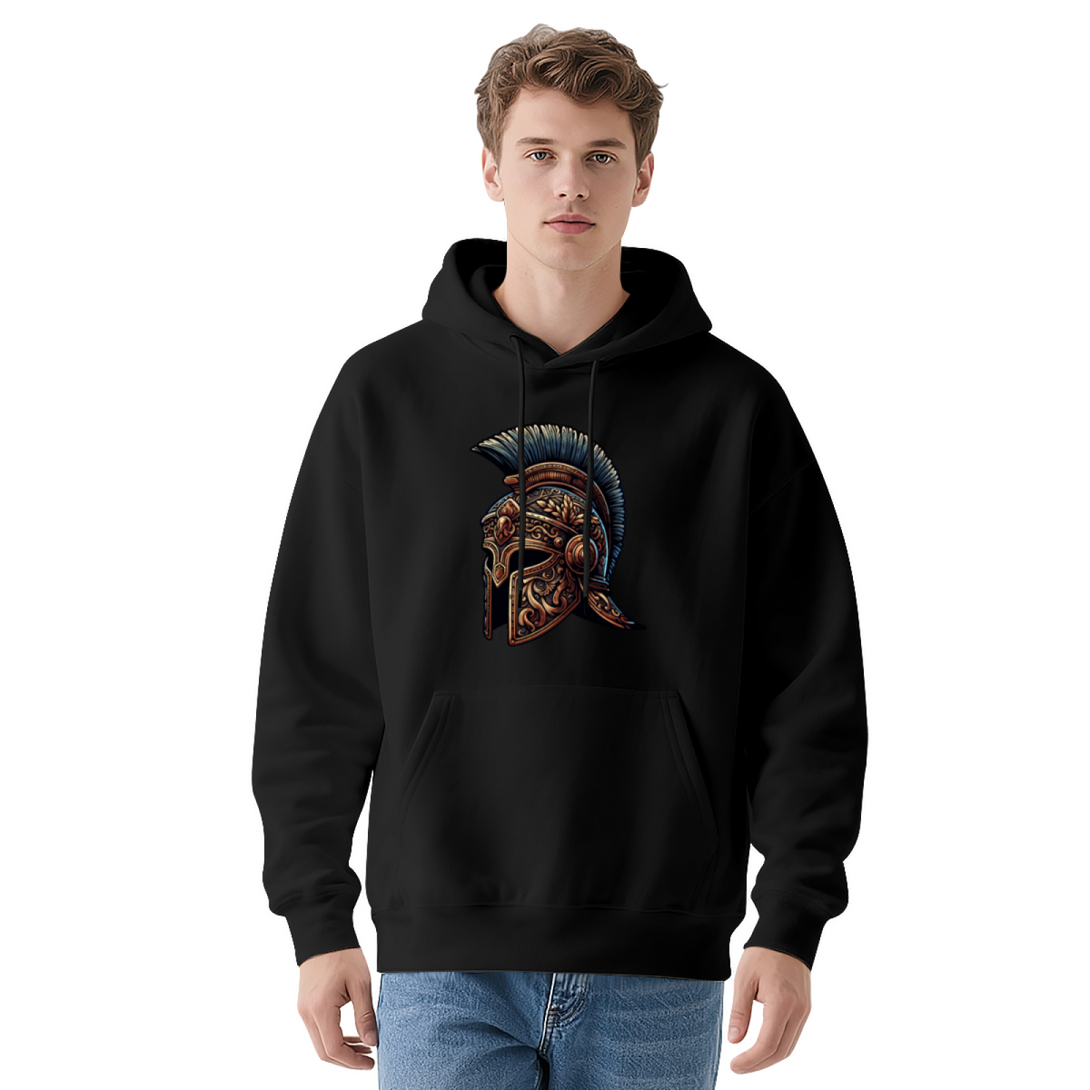 Vintage Roman Spartan Helmet Retro Graphic Hoodie, Men¡¯s Stylish Comfort Sweatshirt
