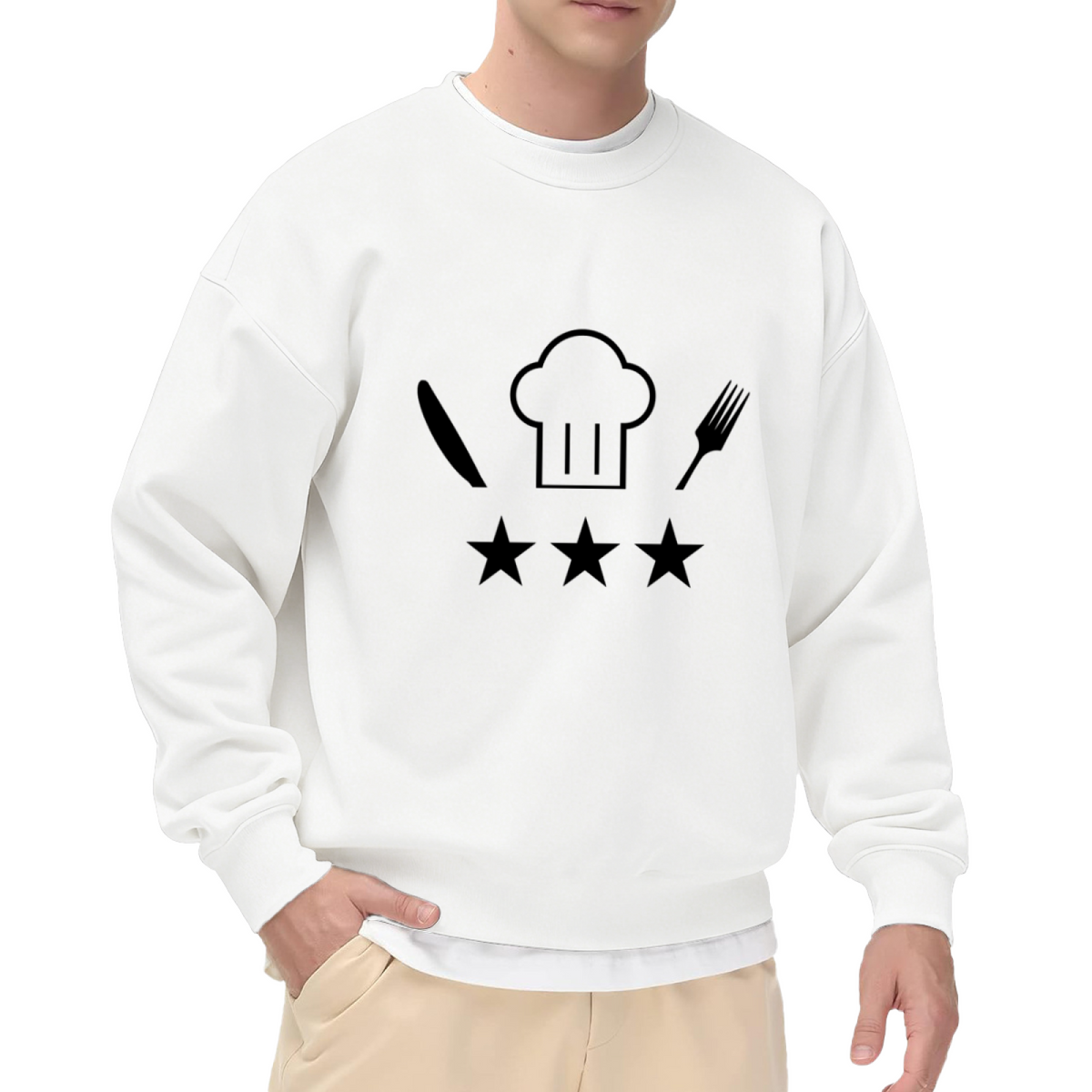Chef Cook Three?Star Culinary Lover Graphic Crewneck Sweatshirt