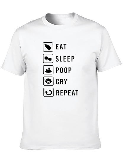 Eat Sleep Poop Cry Repeat Black Graphic T-Shirt