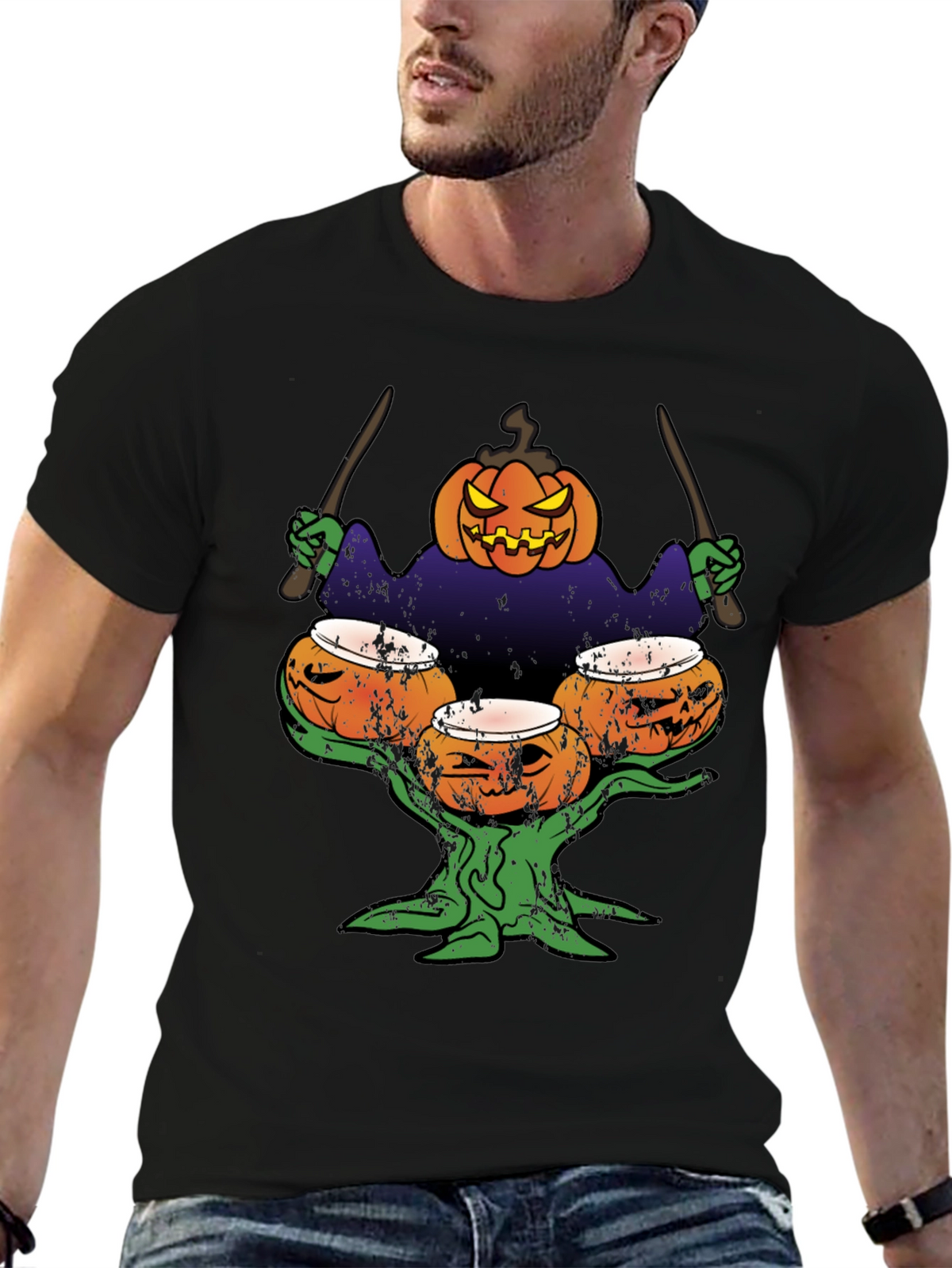 Pumpkin Drummer Halloween T-Shirt