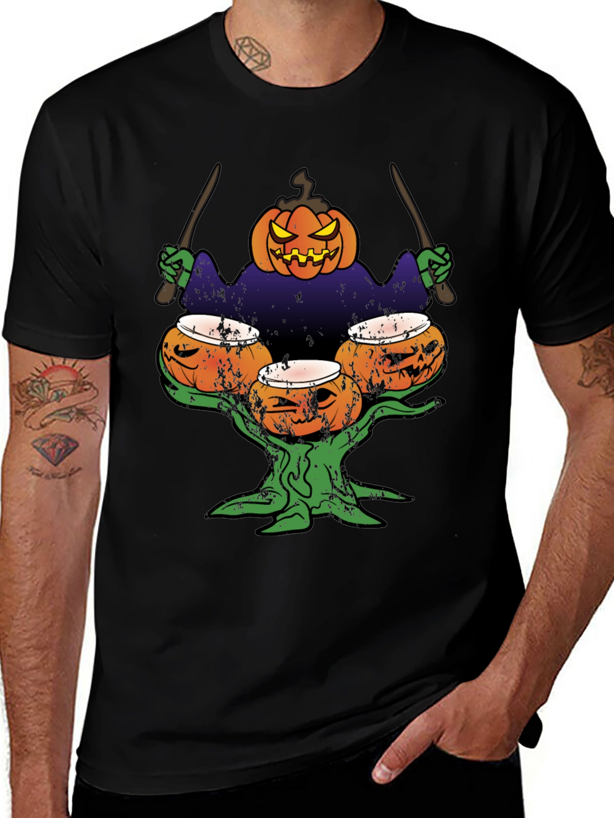 Pumpkin Drummer Halloween T-Shirt