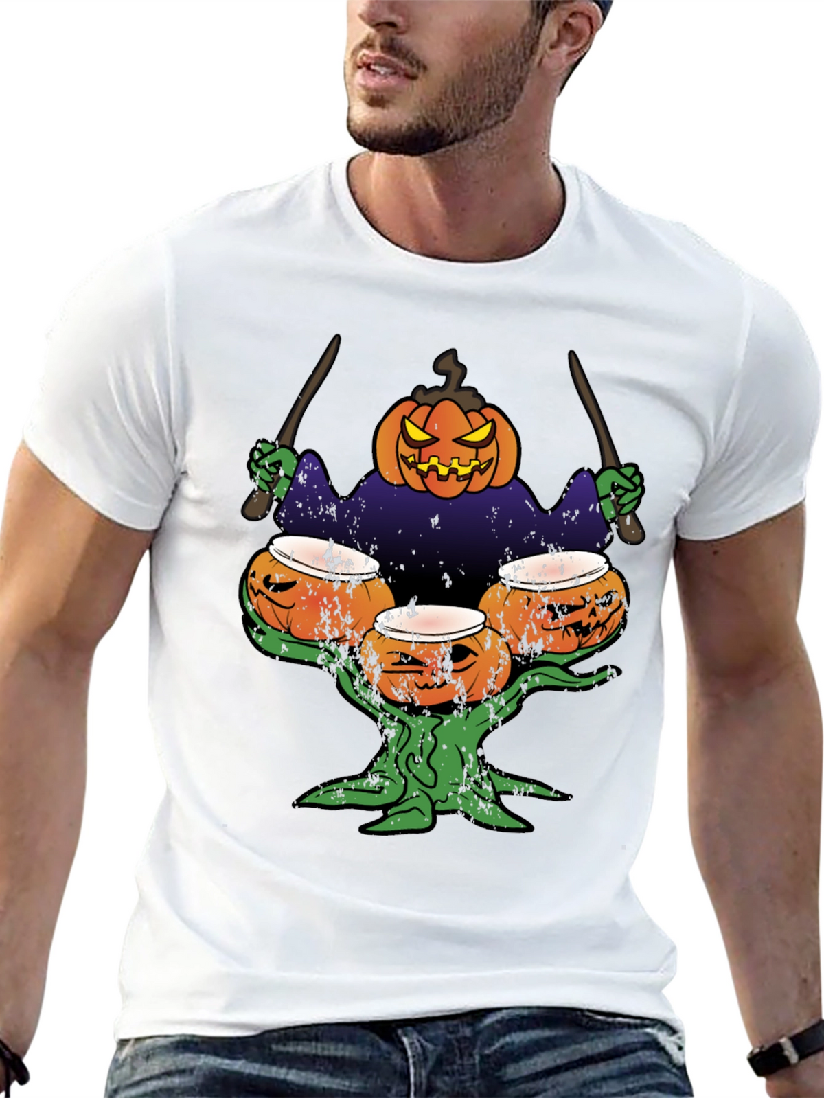 Pumpkin Drummer Halloween T-Shirt