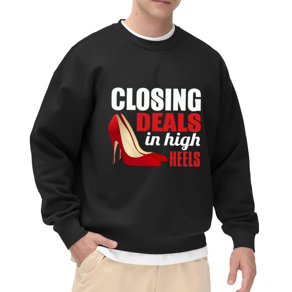 Closing Deals In High Heels Girl Boss Business Crewneck Sweatshirt