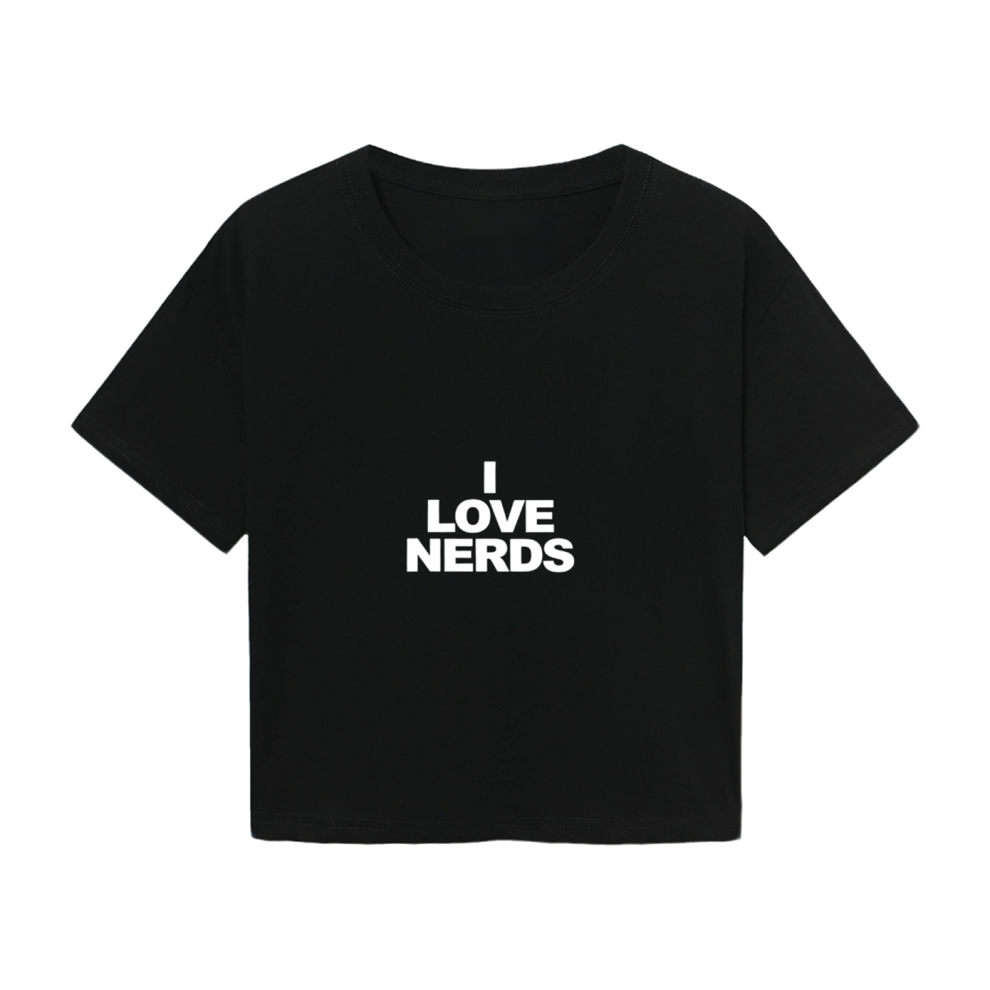 I Love Nerds Minimalist Black Slim Fit Crop Top