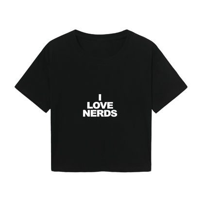 I Love Nerds Minimalist Black Slim Fit Crop Top