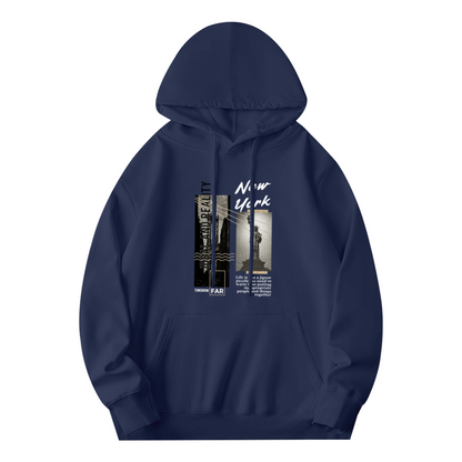 New York Statue Of Liberty Collage Art Navy Hoodie