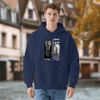 New York Statue Of Liberty Collage Art Navy Hoodie
