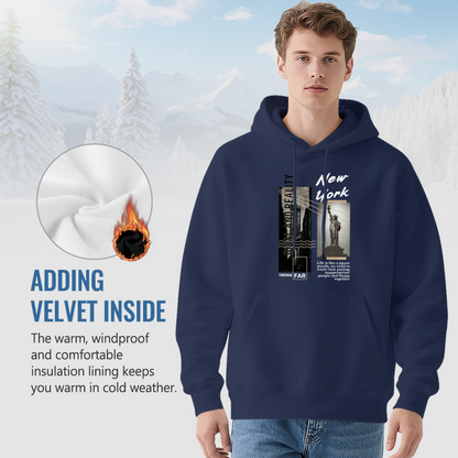 New York Statue Of Liberty Collage Art Navy Hoodie