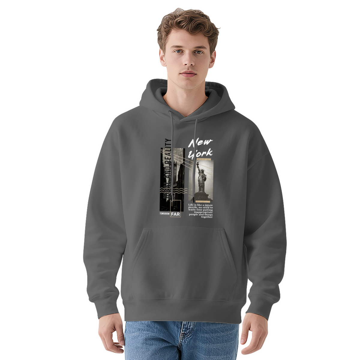 New York Statue Of Liberty Collage Art Navy Hoodie