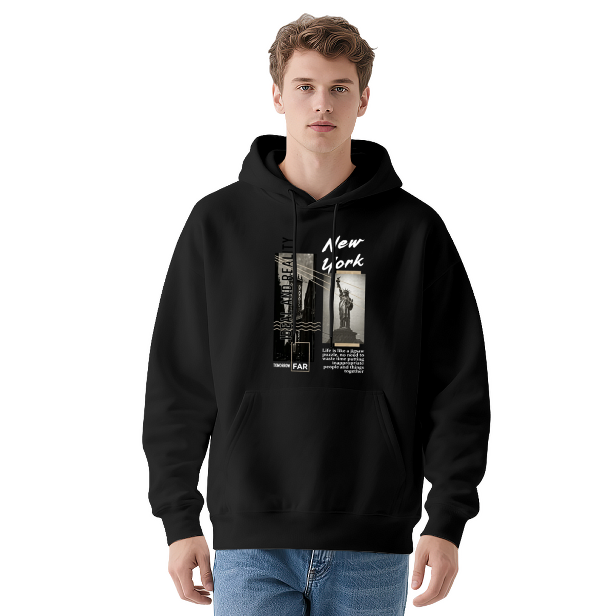 New York Statue Of Liberty Collage Art Navy Hoodie