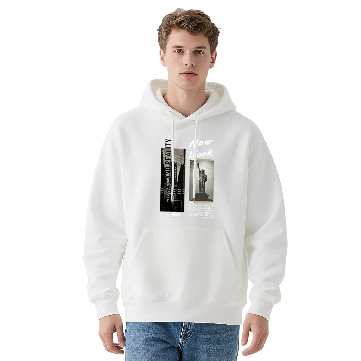 New York Statue Of Liberty Collage Art Navy Hoodie