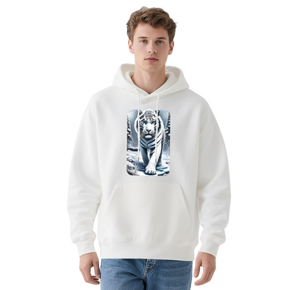 Majestic White Tiger Winter Wildlife Art Hoodie