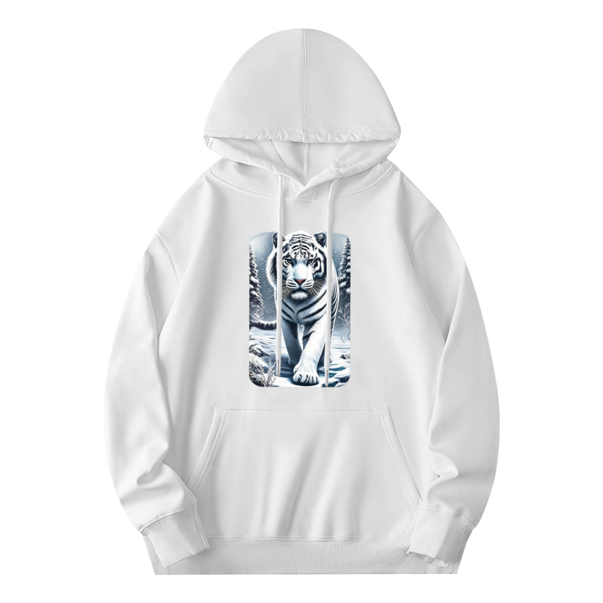 Majestic White Tiger Winter Wildlife Art Hoodie