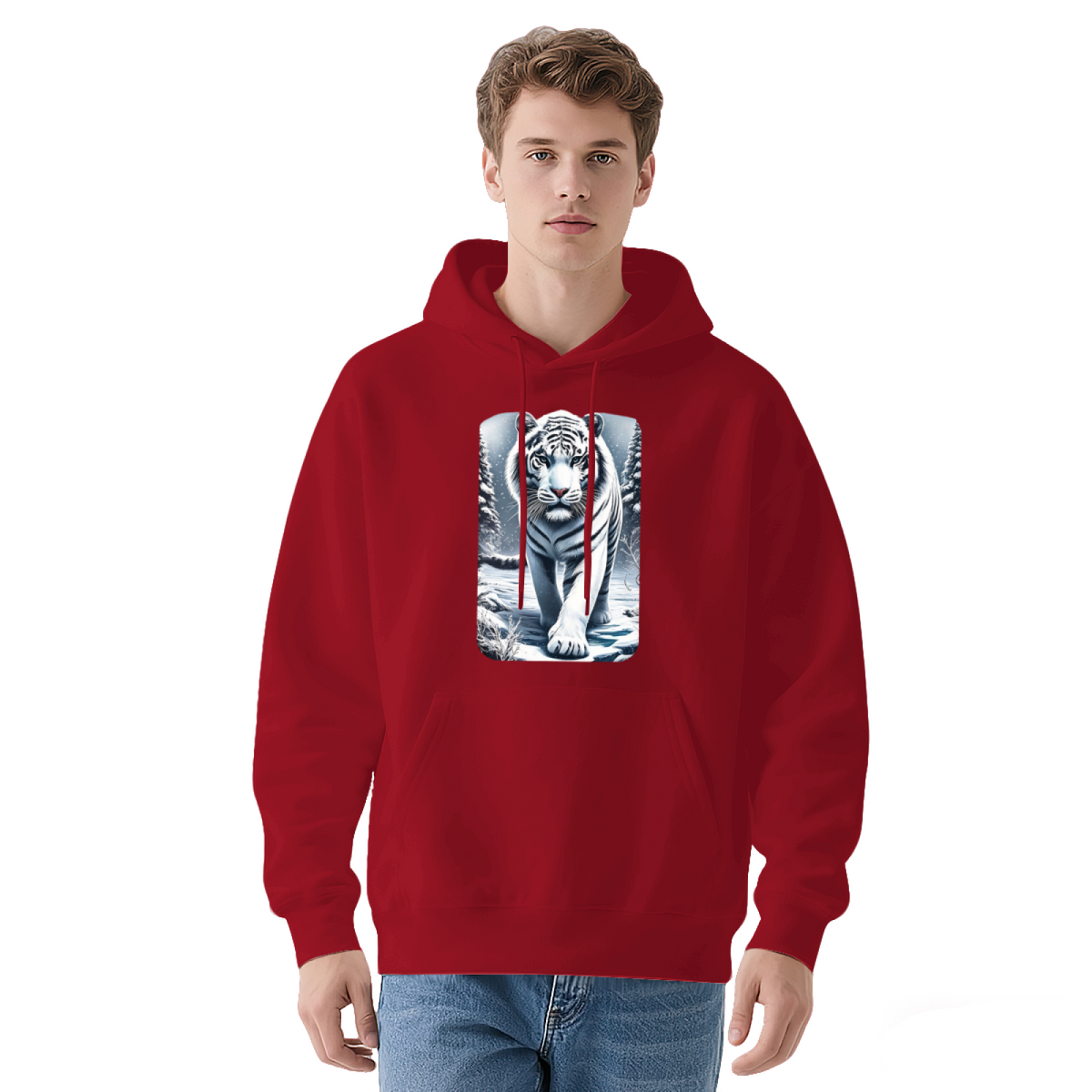 Majestic White Tiger Winter Wildlife Art Hoodie