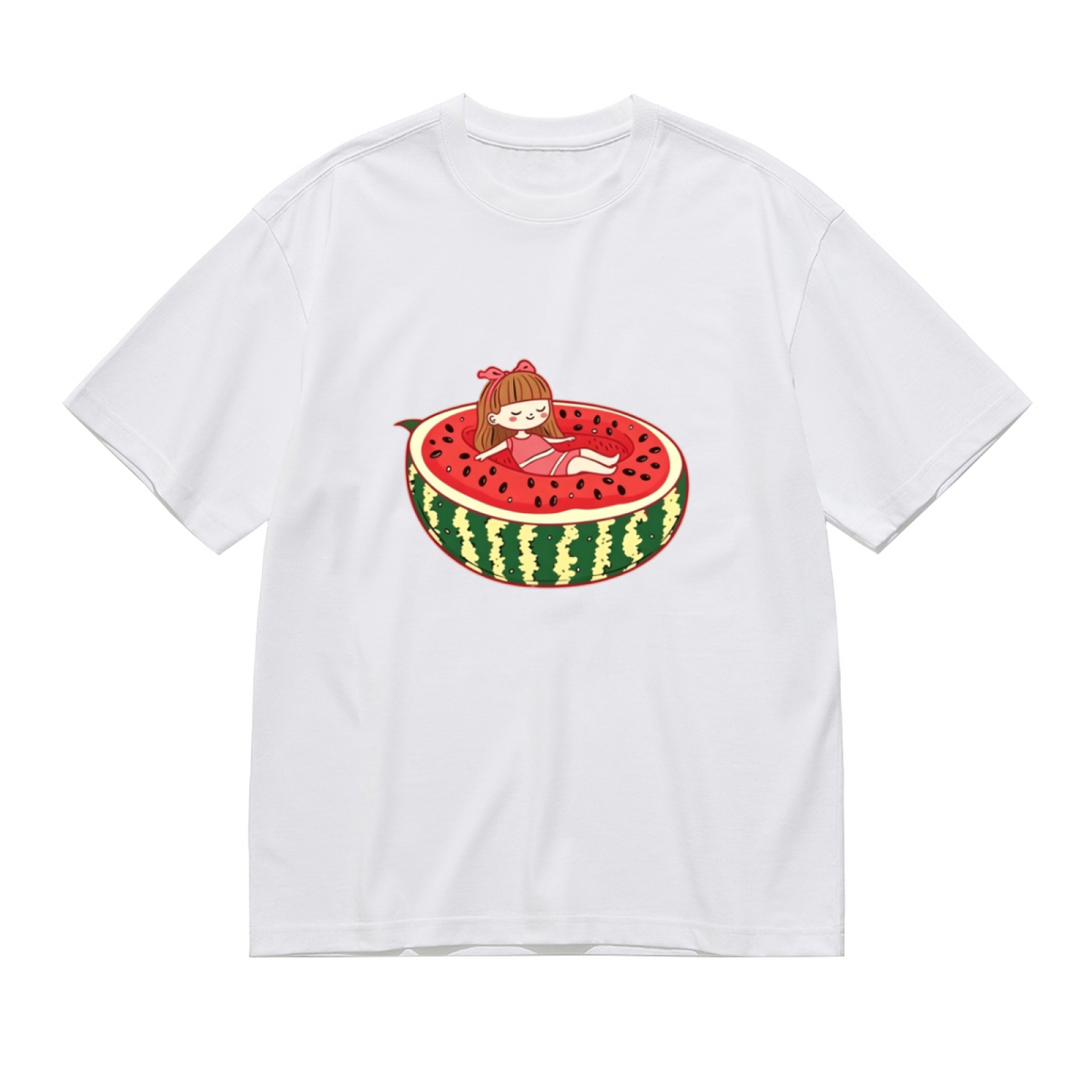 Cute Cartoon Girl Chilling Inside Watermelon Summer Tee