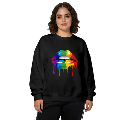 Dripping Rainbow Lips Graphic Crewneck Sweatshirt