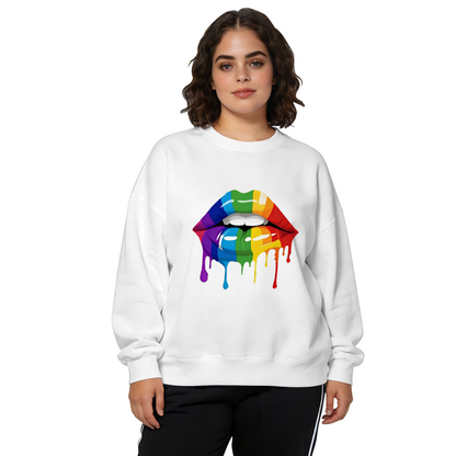 Dripping Rainbow Lips Graphic Crewneck Sweatshirt