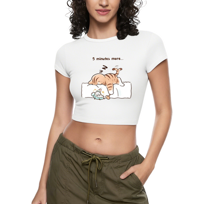 Sleepy Lazy Orange Cat Grey Cute Crop Top