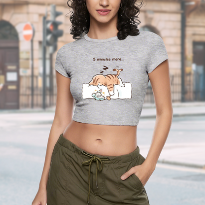 Sleepy Lazy Orange Cat Grey Cute Crop Top
