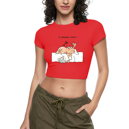 Sleepy Lazy Orange Cat Grey Cute Crop Top