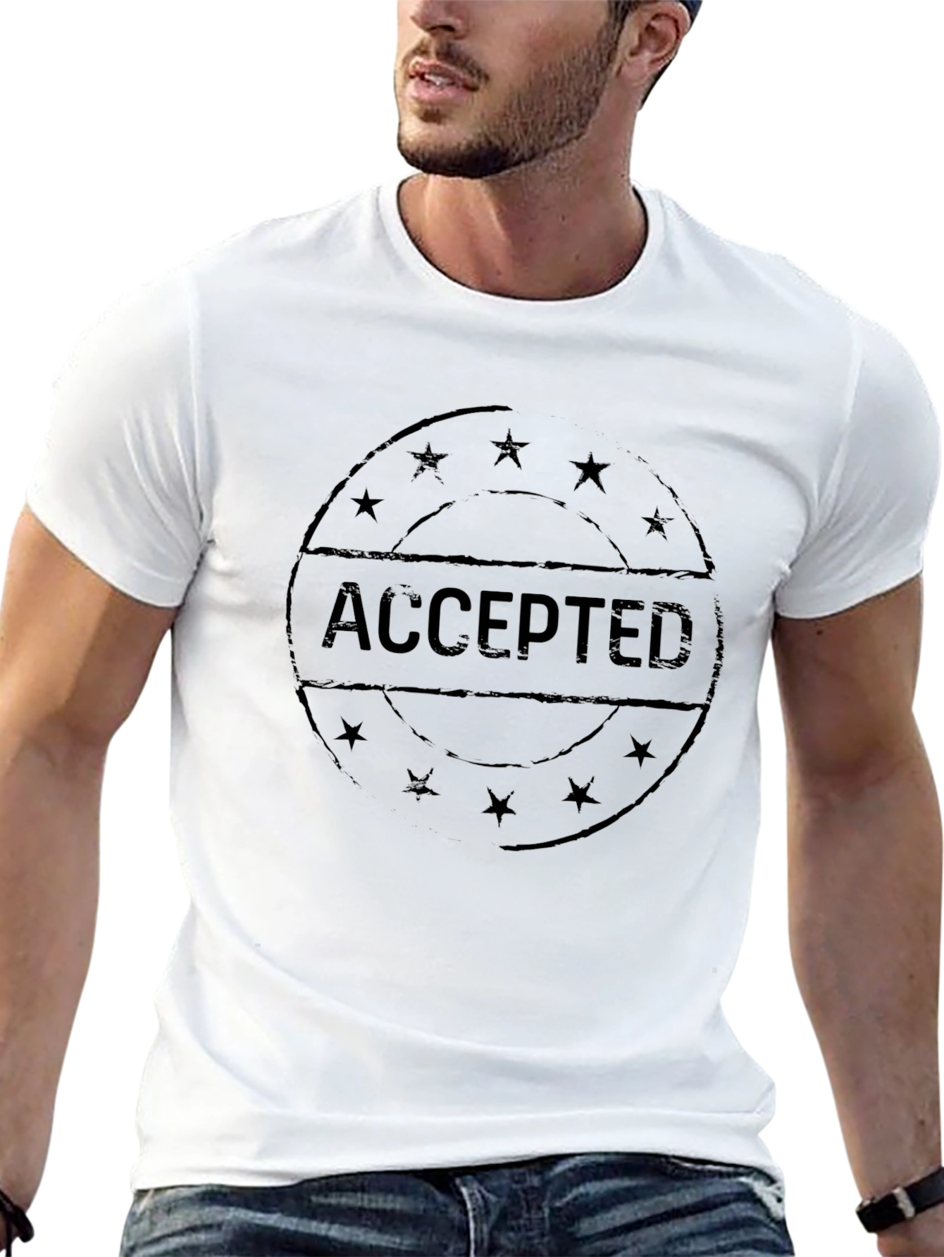 Accepted Graphic T-Shirt - Black Casual Tee