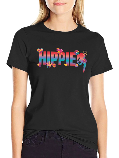 Hippie Floral Graphic T-Shirt - Retro Peace Design