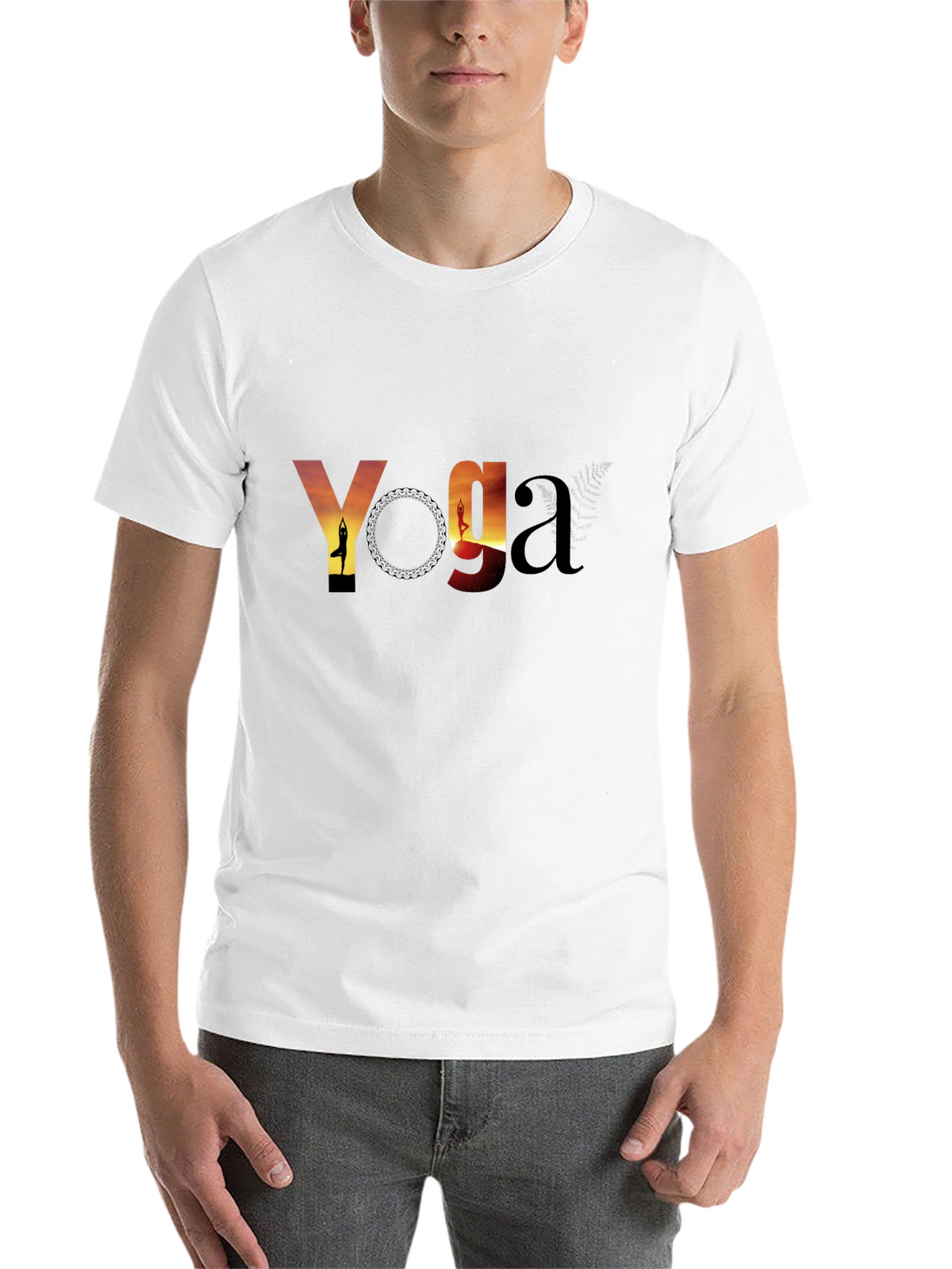 Yoga Sunset Graphic Tee - Black Cotton T-Shirt